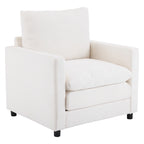 Fauteuil surdimensionné en velours côtelé ivoire avec pouf