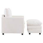 Fauteuil surdimensionné en velours côtelé ivoire avec pouf