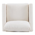 Fauteuil surdimensionné en velours côtelé ivoire avec pouf