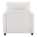 Fauteuil surdimensionné en velours côtelé ivoire avec pouf