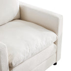 Fauteuil surdimensionné en velours côtelé ivoire avec pouf