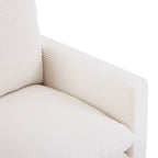 Fauteuil surdimensionné en velours côtelé ivoire avec pouf