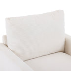 Fauteuil surdimensionné en velours côtelé ivoire avec pouf