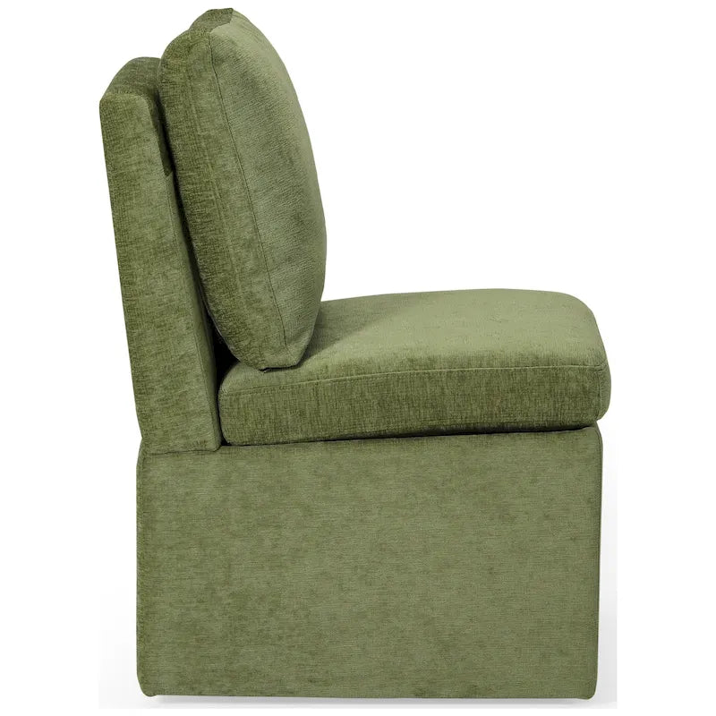 Chaise de salle à manger capitonnée en chenille Stansberry avec rangement sous l'assise et roulettes