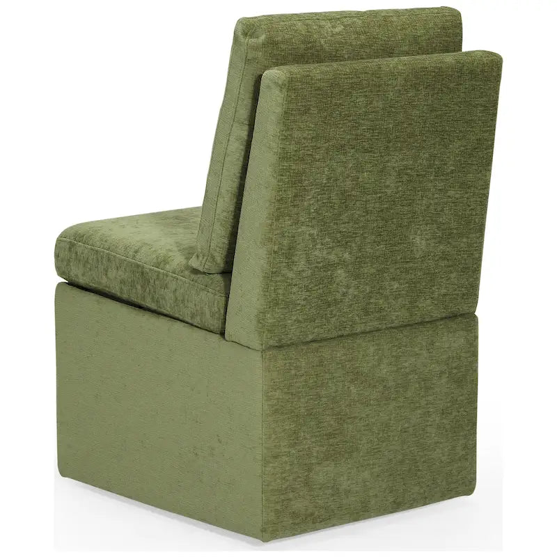 Chaise de salle à manger capitonnée en chenille Stansberry avec rangement sous l'assise et roulettes