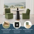 Chaise de salle à manger capitonnée en chenille Stansberry avec rangement sous l'assise et roulettes