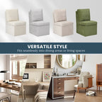 Chaise de salle à manger capitonnée en chenille Stansberry avec rangement sous l'assise et roulettes