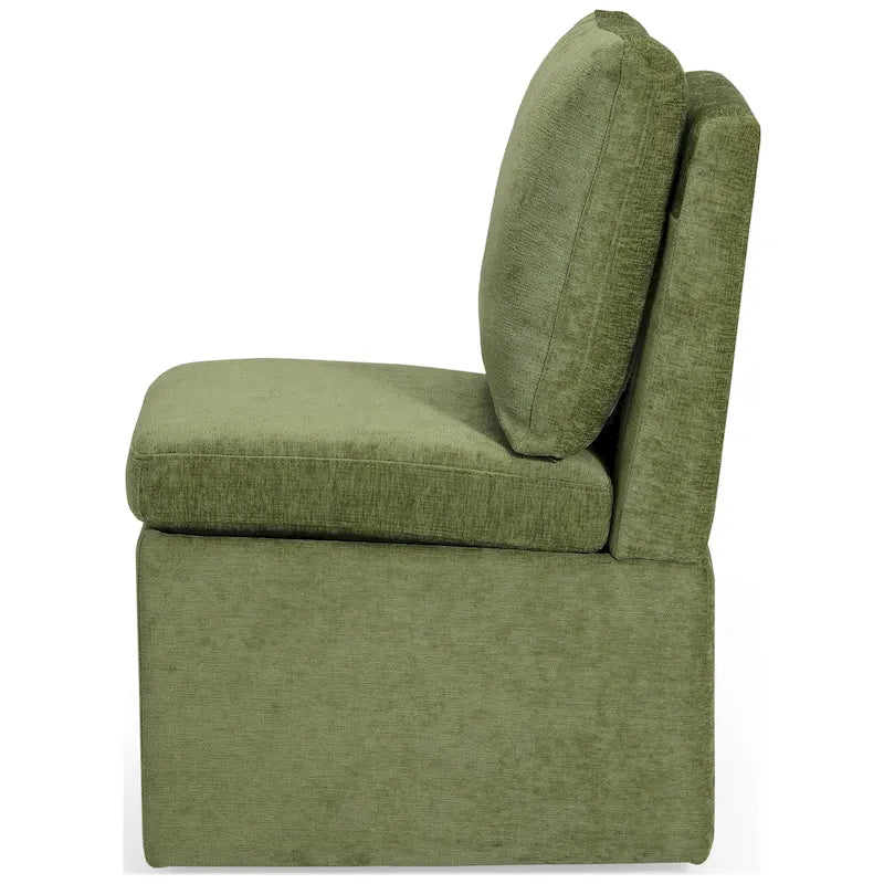 Chaise de salle à manger capitonnée en chenille Stansberry avec rangement sous l'assise et roulettes
