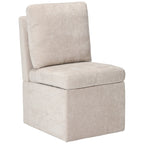 Chaise de salle à manger capitonnée en chenille Stansberry avec rangement sous l'assise et roulettes
