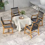 Chaises de salle à manger d'extérieur tressées en corde noire et naturelle, lot de 4