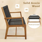 Chaises de salle à manger d'extérieur tressées en corde noire et naturelle, lot de 4
