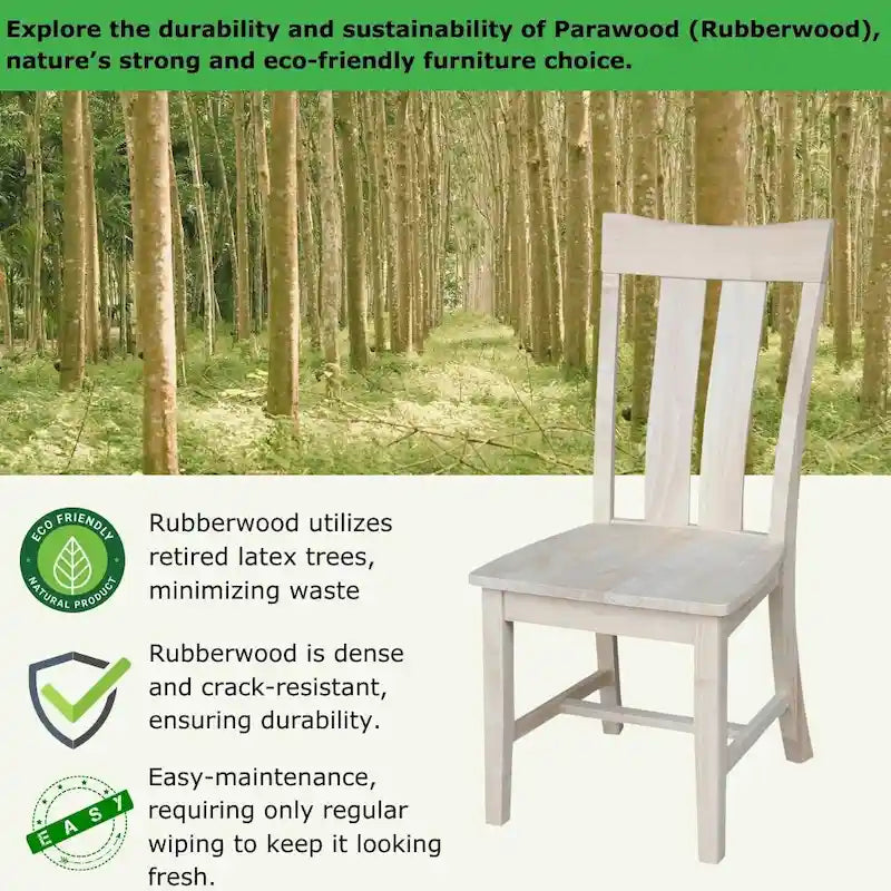 Chaise de salle à manger Ava en bois massif - Lot de deux