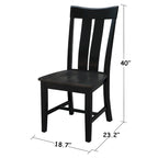 Chaise de salle à manger Ava en bois massif - Lot de deux