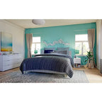 Lit plateforme rembourré California King, pieds coniques