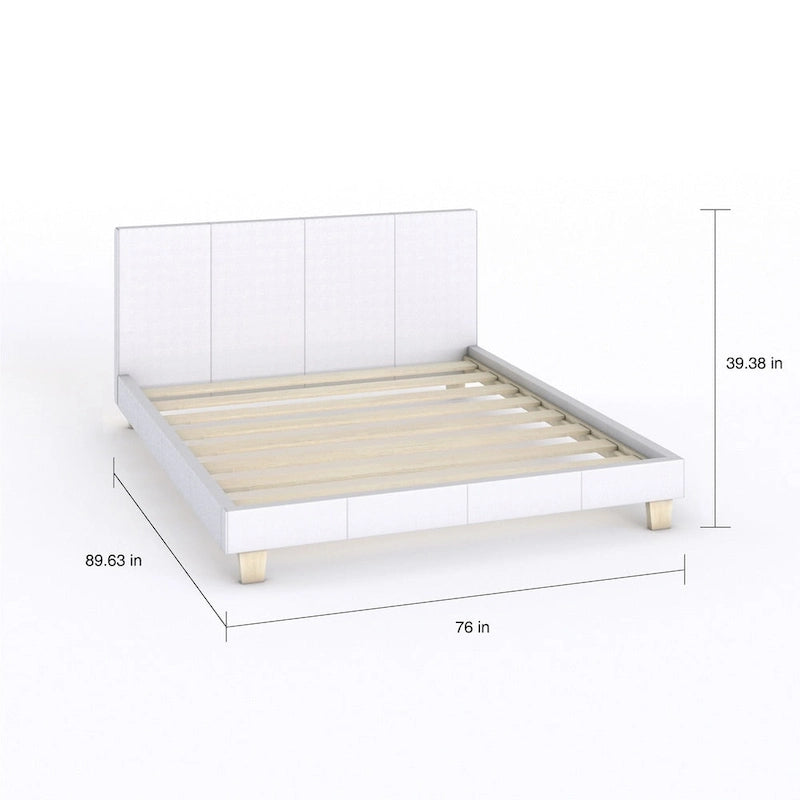 Lit plateforme rembourré California King, pieds coniques