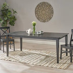 Table de salle à manger rectangulaire 8 places style ferme – Fini noyer/gris/noir