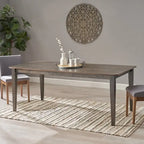 Table de salle à manger rectangulaire 8 places style ferme – Fini noyer/gris/noir