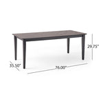 Table de salle à manger rectangulaire 8 places style ferme – Fini noyer/gris/noir
