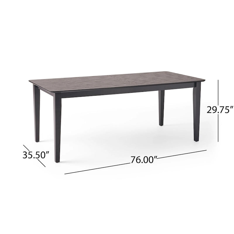 Table de salle à manger rectangulaire 8 places style ferme – Fini noyer/gris/noir