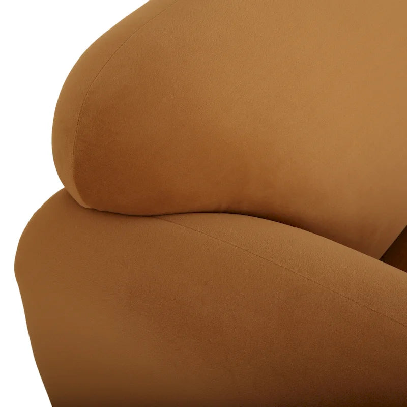 Causeuse rembourrée 2 places – Velours gris foncé / Bouclé blanc / Velours curcuma