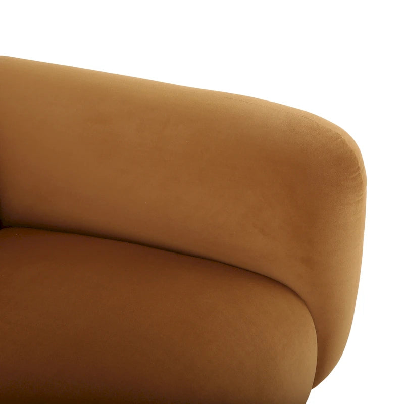 Causeuse rembourrée 2 places – Velours gris foncé / Bouclé blanc / Velours curcuma