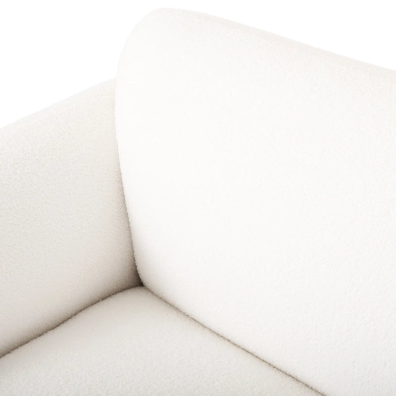 Causeuse rembourrée 2 places – Velours gris foncé / Bouclé blanc / Velours curcuma