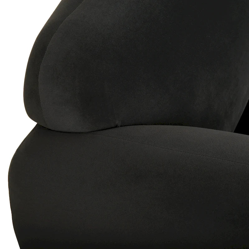 Causeuse rembourrée 2 places – Velours gris foncé / Bouclé blanc / Velours curcuma