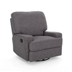 Fauteuil inclinable pivotant 1 place en tweed avec patins – Gris anthracite / Bleu marine