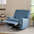 Fauteuil inclinable pivotant 1 place en tweed avec patins – Gris anthracite / Bleu marine