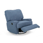 Fauteuil inclinable pivotant 1 place en tweed avec patins – Gris anthracite / Bleu marine