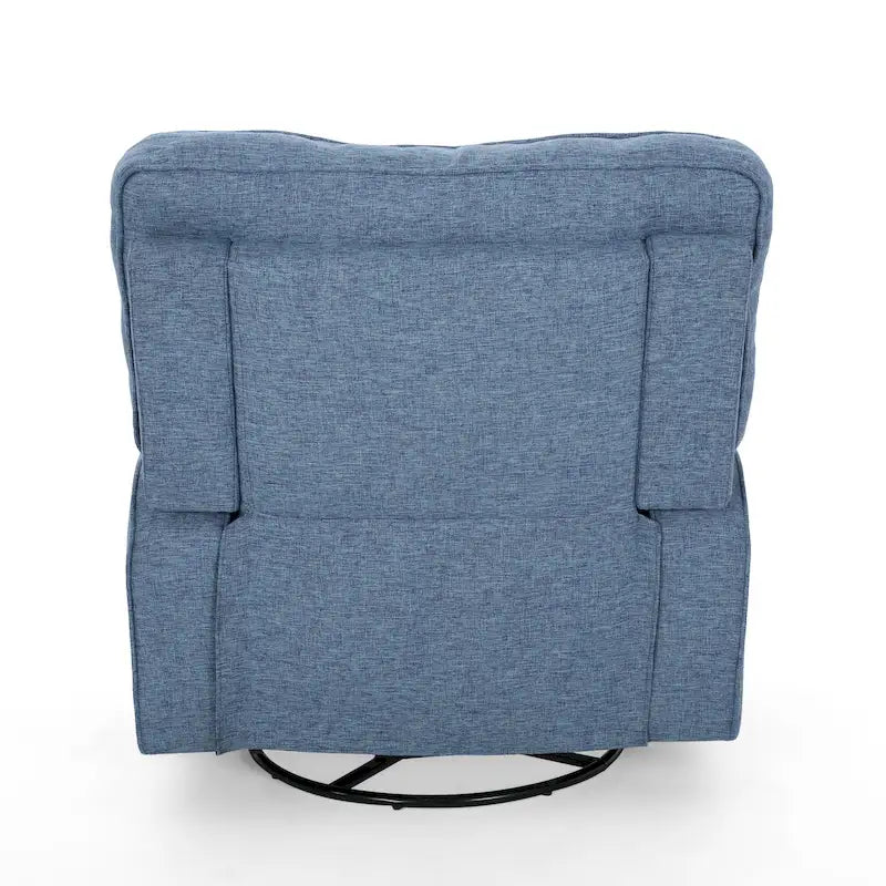 Fauteuil inclinable pivotant 1 place en tweed avec patins – Gris anthracite / Bleu marine