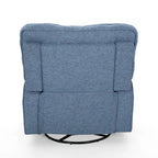 Fauteuil inclinable pivotant 1 place en tweed avec patins – Gris anthracite / Bleu marine