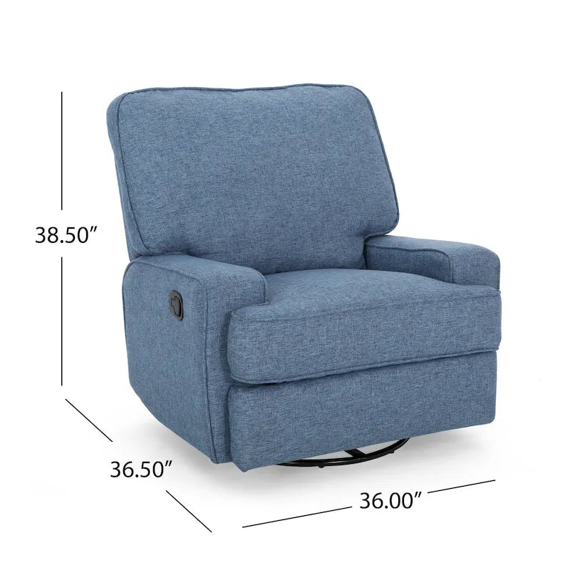 Fauteuil inclinable pivotant 1 place en tweed avec patins – Gris anthracite / Bleu marine