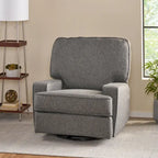 Fauteuil inclinable pivotant 1 place en tweed avec patins – Gris anthracite / Bleu marine