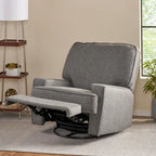 Fauteuil inclinable pivotant 1 place en tweed avec patins – Gris anthracite / Bleu marine