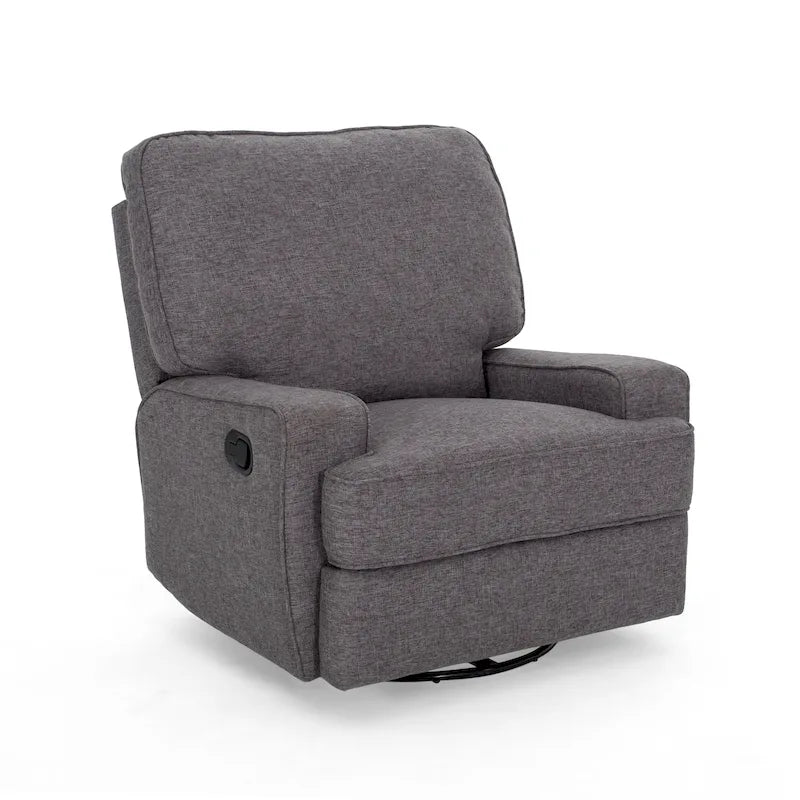 Fauteuil inclinable pivotant 1 place en tweed avec patins – Gris anthracite / Bleu marine