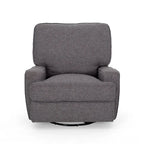 Fauteuil inclinable pivotant 1 place en tweed avec patins – Gris anthracite / Bleu marine