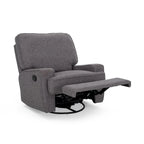 Fauteuil inclinable pivotant 1 place en tweed avec patins – Gris anthracite / Bleu marine