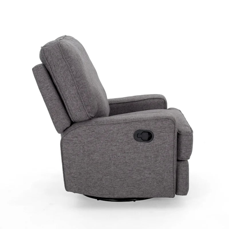 Fauteuil inclinable pivotant 1 place en tweed avec patins – Gris anthracite / Bleu marine