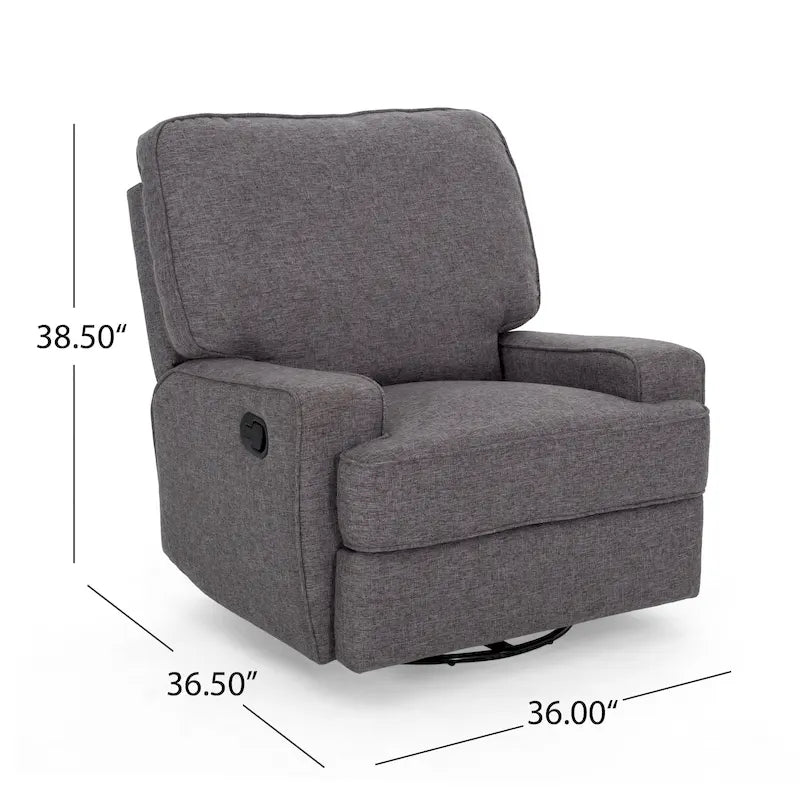 Fauteuil inclinable pivotant 1 place en tweed avec patins – Gris anthracite / Bleu marine