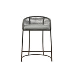 Tabouret de comptoir à dossier en corde tressée 1 place, hauteur d'assise 63,5 cm – Naturel / Gris foncé