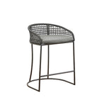 Tabouret de comptoir à dossier en corde tressée 1 place, hauteur d'assise 63,5 cm – Naturel / Gris foncé
