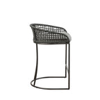 Tabouret de comptoir à dossier en corde tressée 1 place, hauteur d'assise 63,5 cm – Naturel / Gris foncé