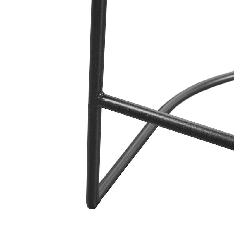 Tabouret de comptoir à dossier en corde tressée 1 place, hauteur d'assise 63,5 cm – Naturel / Gris foncé