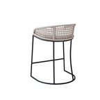 Tabouret de comptoir à dossier en corde tressée 1 place, hauteur d'assise 63,5 cm – Naturel / Gris foncé