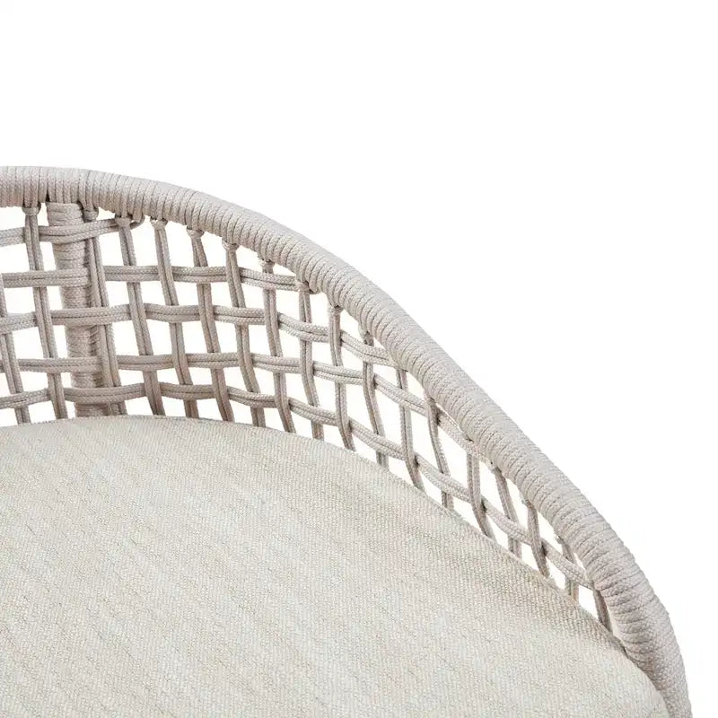 Tabouret de comptoir à dossier en corde tressée 1 place, hauteur d'assise 63,5 cm – Naturel / Gris foncé
