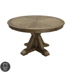 Table à manger ronde sur pied en chêne clair, 137 cm, 4 à 6 places