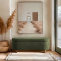 Banc de rangement capitonné en tissu bouclé avec couvercle – Vert / Crème / Chocolat / Taupe