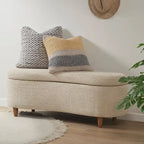 Banc de rangement capitonné en tissu bouclé avec couvercle – Vert / Crème / Chocolat / Taupe