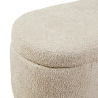 Banc de rangement capitonné en tissu bouclé avec couvercle – Vert / Crème / Chocolat / Taupe